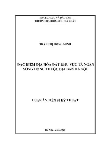 Đặc điểm Địa hóa đất khu vực tả ngạn sông Hồng thuộc địa bàn Hà Nội