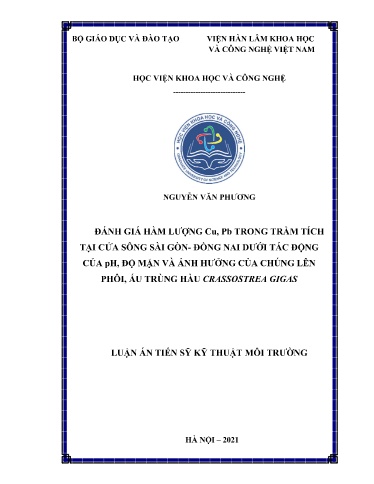 Đánh giá hàm lượng Cu, Pb trong trầm tích tại cửa sông Sài gòn- Đồng nai dưới tác động của pH, độ mặn và ảnh hưởng của chúng..