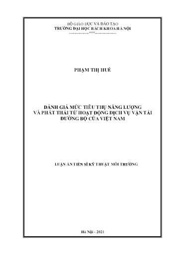 Đánh giá mức tiêu thụ năng lượng và phát thải từ hoạt động dịch vụ vận tải đường bộ của Việt Nam