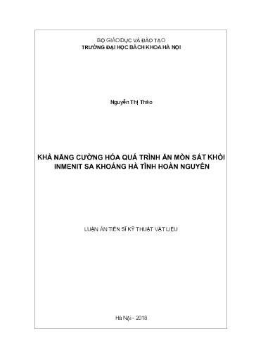 Khả năng cường hóa quá trình ăn mòn sắt khỏi inmenit sa khoáng Hà Tĩnh hoàn nguyên