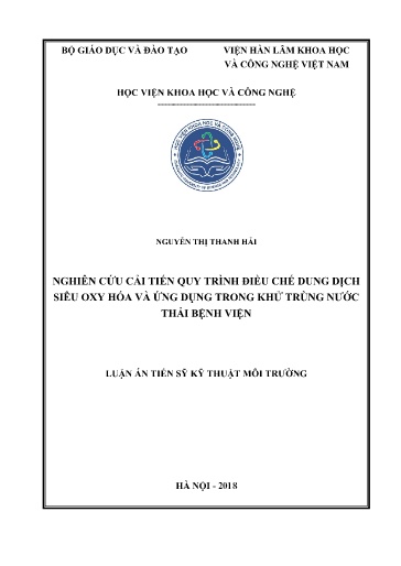 Nghiên cứu cải tiến quy trình điều chế dung dịch siêu oxy hóa và ứng dụng trong khử trùng nước thải bệnh viện