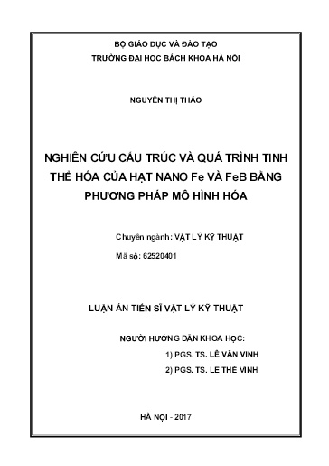 Nghiên cứu cấu trúc và quá trình tinh thể hóa của hạt nano Fe và FeB bằng phương pháp mô hình hóa