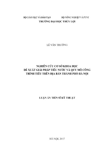 Nghiên cứu cơ sở khoa học đề xuất giải pháp tiêu nước và quy mô công trình tiêu trên địa bàn thành phố Hà Nội