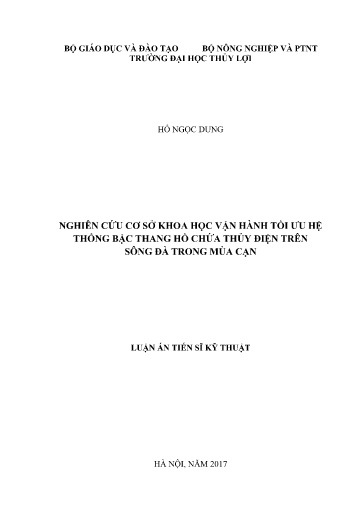 Nghiên cứu cơ sở khoa học vận hành tối ưu hệ thống bậc thang hồ chứa thuỷ điện trên sông Đà trong mùa cạn