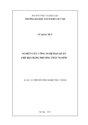 Nghiên cứu công nghệ bảo quản chè đen bằng phương pháp MAHPD