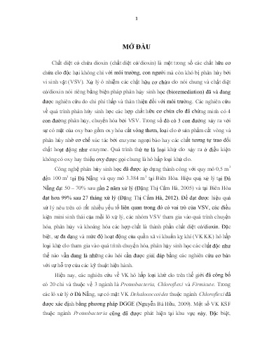 Nghiên cứu đa dạng quần xã vi khuẩn kỵ khí trong các lô xử lý chất diệt cỏ/dioxin bằng phương pháp phân hủy sinh học