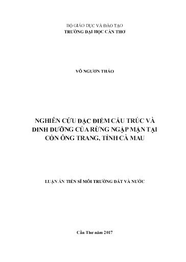 Nghiên cứu đặc điểm cấu trúc và dinh dưỡng của rừng ngập mặn tại Cồn Ông Trang, tỉnh Cà Mau