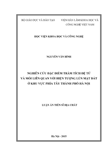 Nghiên cứu đặc điểm trầm tích Đệ tứ và mối liên quan với hiện tượng lún mặt đất ở khu vực phía Tây thành phố Hà Nội