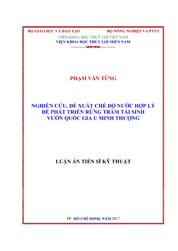 Nghiên cứu, đề xuất chế độ nước hợp lý để phát triển rừng tràm tái sinh Vườn Quốc gia U Minh Thượng