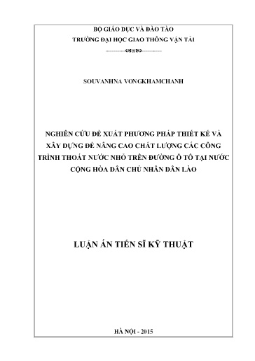 Nghiên cứu đề xuất phương pháp thiết kế và xây dựng để nâng cao chất lượng các công trình thoát nước nhỏ trên..
