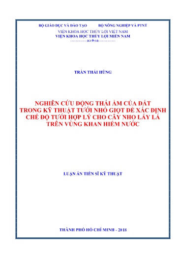 Nghiên cứu động thái ẩm của đất trong kỹ thuật tưới nhỏ giọt để xác định chế độ tưới hợp lý cho cây nho lấy lá trên vùng khan..