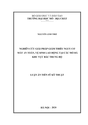 Nghiên cứu giải pháp giảm thiểu nguy cơ mất ATVSLĐ tại các mỏ đá khu vực Bắc Trung Bộ