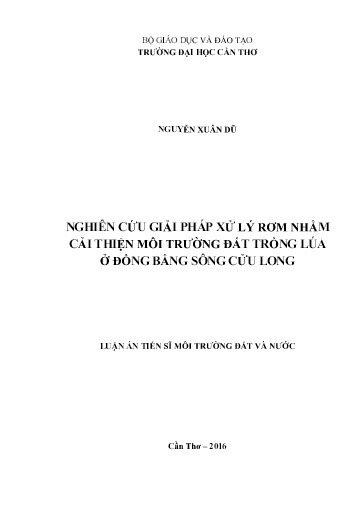 Nghiên cứu giải pháp xử lý rơm nhằm cải thiện môi trường đất trồng lúa ở đồng bằng sông Cửu Long