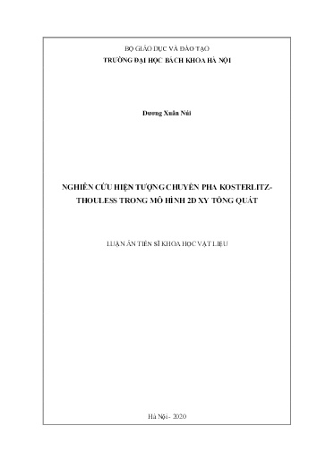 Nghiên cứu hiện tượng chuyển pha Kosterlitz-Thouless trong mô hình 2D XY tổng quát
