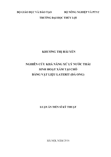 Nghiên cứu khả năng xử lý nước thải sinh hoạt xám tại chỗ bằng vật liệu laterit (đá ong)