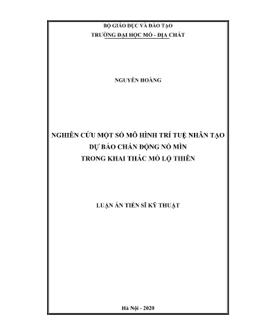 Nghiên cứu một số mô hình trí tuệ nhân tạo dự báo chấn động nổ mìn trong khai thác mỏ lộ thiên