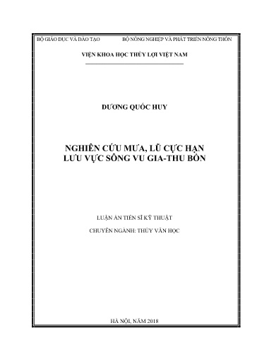Nghiên cứu mưa, lũ cực hạn lưu vực sông Vu Gia - Thu Bồn