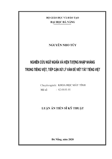 Nghiên cứu ngữ nghĩa và hiện tượng nhập nhằng trong tiếng Việt, tiếp cận xư ly vân đê viết tắt tiếng Việt