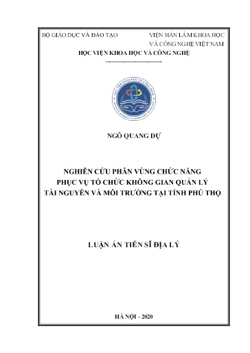 Nghiên cứu phân vùng chức năng phục vụ tổ chức không gian quản lý tài nguyên và môi trường tại tỉnh Phú Thọ