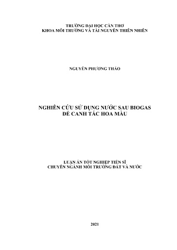 Nghiên cứu sử dụng nước sau biogas để canh tác hoa màu. (Research on using effluent from biogas digester growing cash crop)