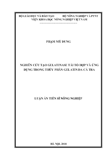 Nghiên cứu tạo gelatinase tái tổ hợp và ứng dụng trong thủy phân gelatin da cá Tra