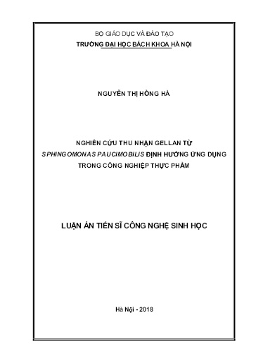 Nghiên cứu thu nhận gellan từ Sphingomonas paucimobilis định hướng ứng dụng trong công nghiệp thực phẩm