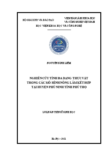 Nghiên cứu tính đa dạng thực vật trong các mô hình nông lâm kết hợp tại huyện Phù Ninh tỉnh Phú Thọ. (Research on plant..