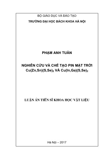 Nghiên cứu và chế tạo Pin mặt trời Cu(Zn,Sn)(S,Se)2 và Cu(In,Ga)(S,Se)2
