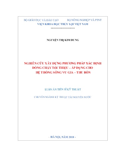 Nghiên cứu xây dựng phương pháp xác định dòng chảy tối thiểu - Áp dụng cho hệ thống sông Vu Gia - Thu Bồn