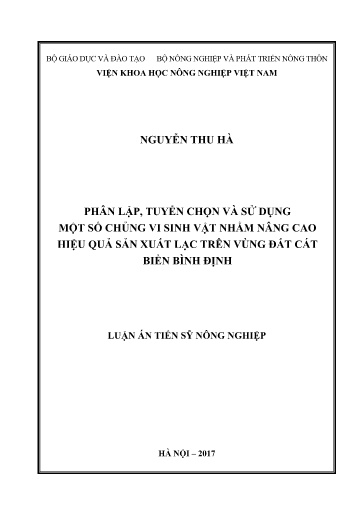 Phân lập, tuyển chọn và sử dụng một số chủng vi sinh vật nhằm nâng cao hiệu quả sản xuất lạc trên vùng đất cát biển Bình Định.
