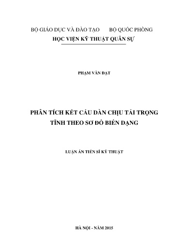 Phân tích kết cấu dàn chịu tải trọng tĩnh theo sơ đồ biến dạng