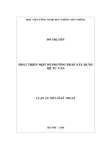 PHÁT TRIỂN MỘT SỐ PHƯƠNG PHÁP XÂY DỰNG HỆ TƯ VẤN
