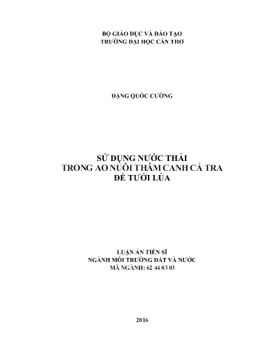 Sử dụng nước thải trong ao nuôi thâm canh cá tra để tưới lúa.