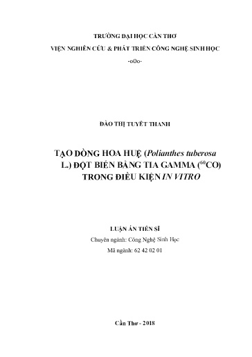 Tạo dòng hoa huệ (Polianthes tuberosa L.) đột biến bằng tia gamma (60Co) trong điều kiện in vitro