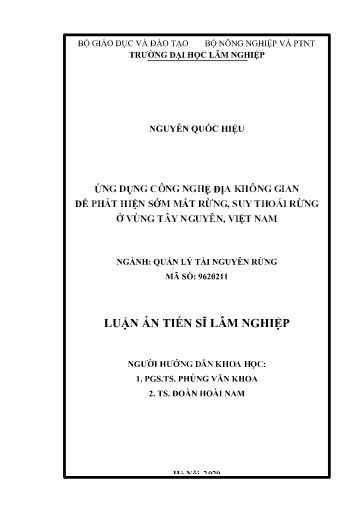 Ứng dụng công nghệ địa không gian để phát hiện sớm mất rừng, suy thoái rừng tại vùng Tây Nguyên, Việt Nam