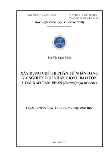 Xây dựng chỉ thị phân tử nhận dạng và nghiên cứu nhân giống bảo tồn loài Xáo tam phân (Paramignya trimera)